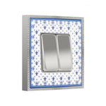 Load image into Gallery viewer, Interruptor doble tecla PORCELAIN BELLE EPOQUE azul con cromo
