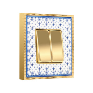 Interruptor doble tecla PORCELAIN BELLE EPOQUE azul con oro
