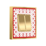 Cargar imagen en el visor de la galería, Interruptor doble tecla PORCELAIN BELLE EPOQUE rojo con oro
